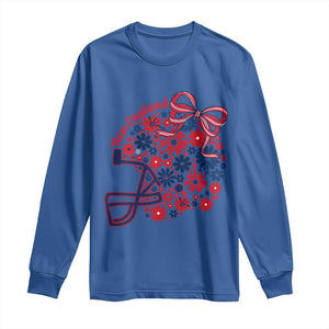 New England Game Day Sports Fan Long Sleeve Shirt Floral Football Helmet With Bow