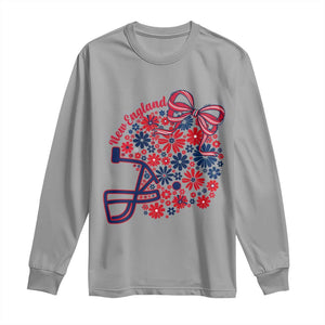 New England Game Day Sports Fan Long Sleeve Shirt Floral Football Helmet With Bow
