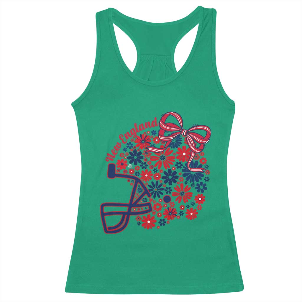 New England Game Day Sports Fan Racerback Tank Top Floral Football Helmet With Bow