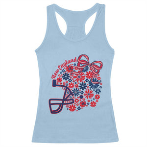 New England Game Day Sports Fan Racerback Tank Top Floral Football Helmet With Bow