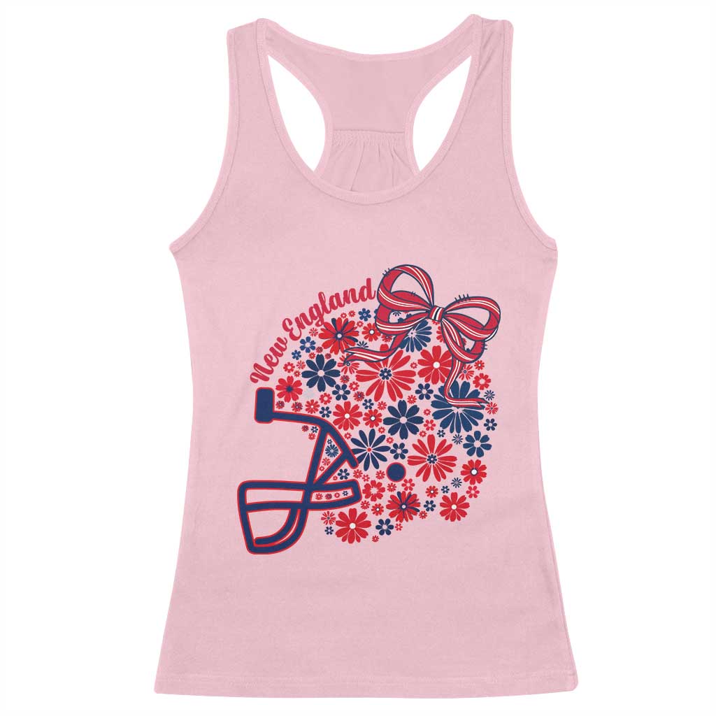 New England Game Day Sports Fan Racerback Tank Top Floral Football Helmet With Bow