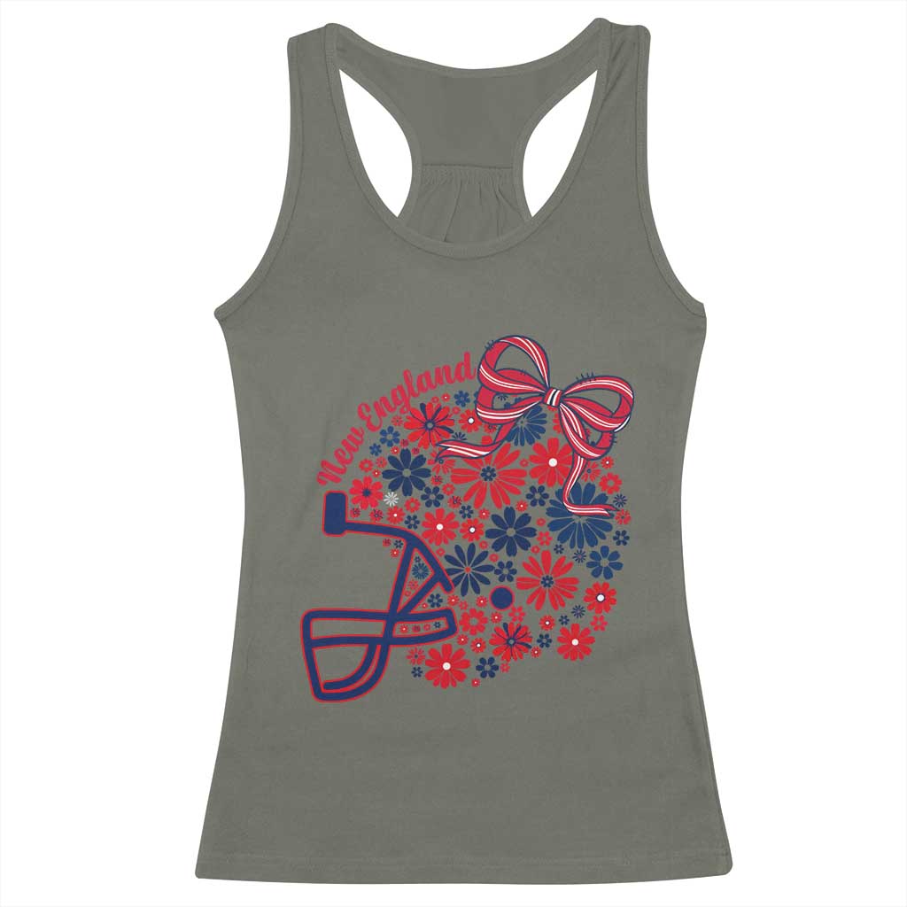 New England Game Day Sports Fan Racerback Tank Top Floral Football Helmet With Bow