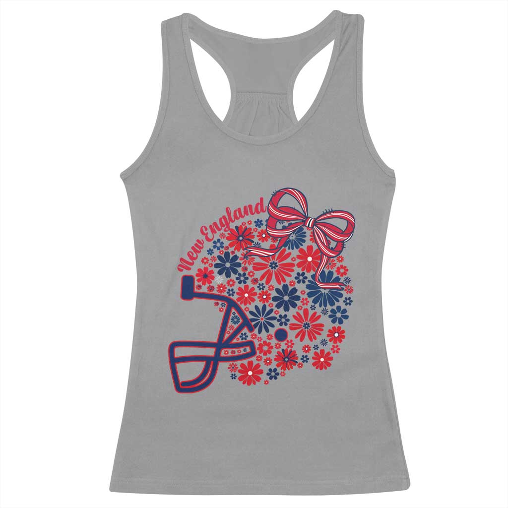 New England Game Day Sports Fan Racerback Tank Top Floral Football Helmet With Bow