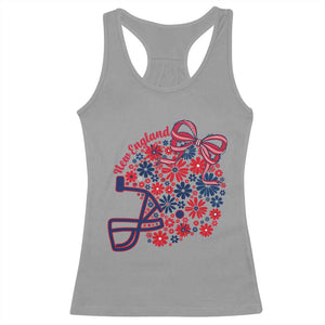 New England Game Day Sports Fan Racerback Tank Top Floral Football Helmet With Bow