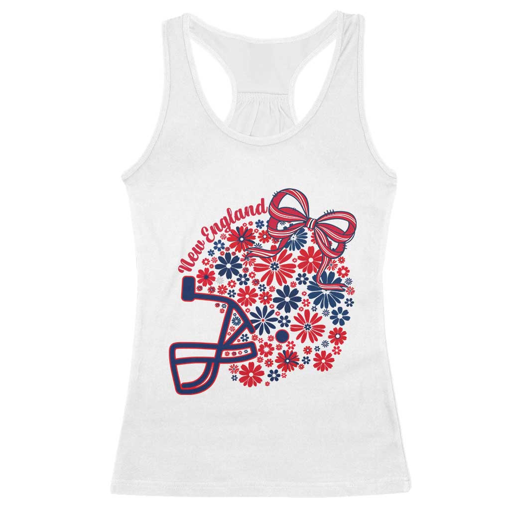 New England Game Day Sports Fan Racerback Tank Top Floral Football Helmet With Bow
