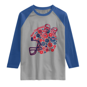 New England Game Day Sports Fan Raglan Shirt Floral Football Helmet With Bow