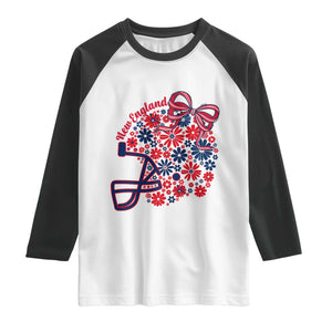 New England Game Day Sports Fan Raglan Shirt Floral Football Helmet With Bow