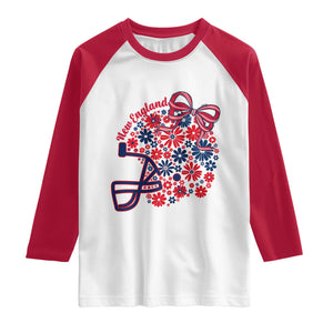New England Game Day Sports Fan Raglan Shirt Floral Football Helmet With Bow