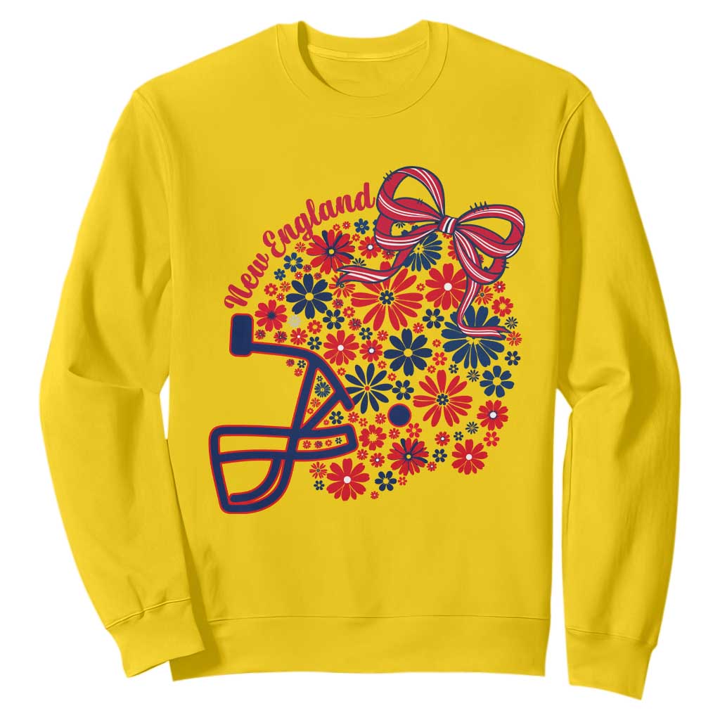 New England Game Day Sports Fan Sweatshirt Floral Football Helmet With Bow