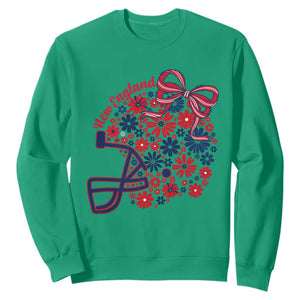 New England Game Day Sports Fan Sweatshirt Floral Football Helmet With Bow