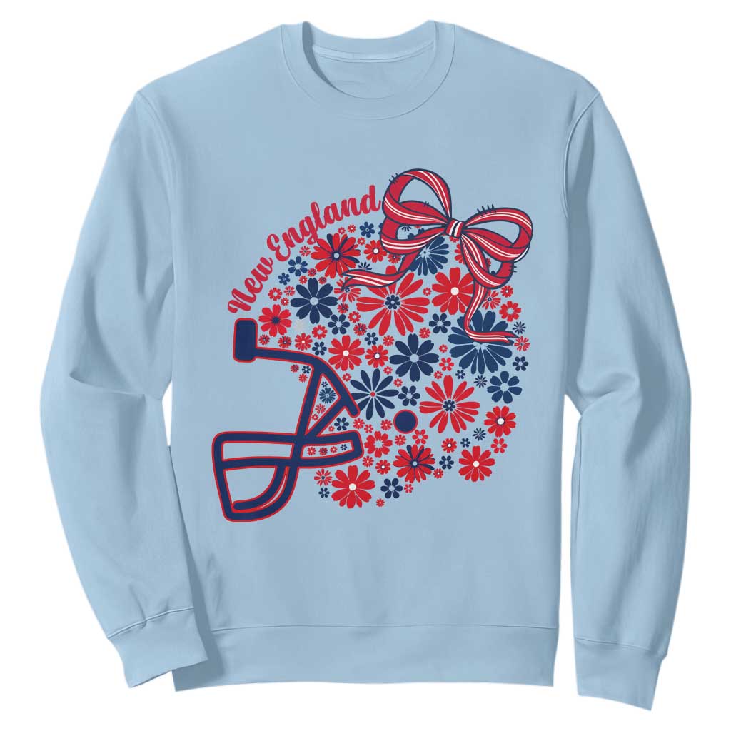 New England Game Day Sports Fan Sweatshirt Floral Football Helmet With Bow