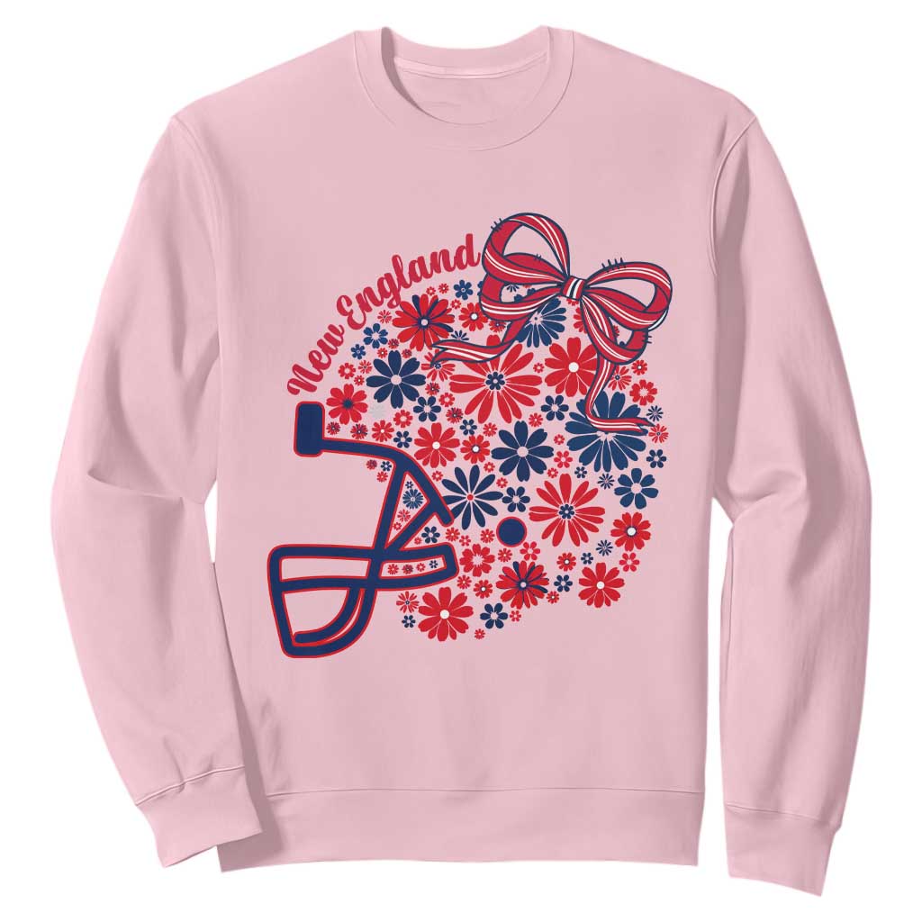 New England Game Day Sports Fan Sweatshirt Floral Football Helmet With Bow