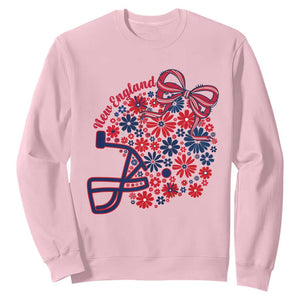 New England Game Day Sports Fan Sweatshirt Floral Football Helmet With Bow