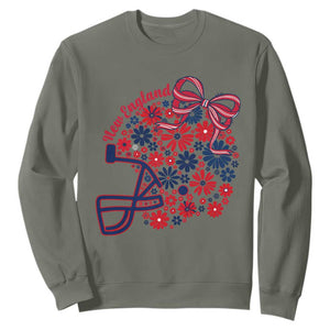 New England Game Day Sports Fan Sweatshirt Floral Football Helmet With Bow