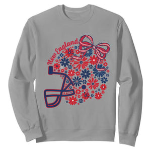 New England Game Day Sports Fan Sweatshirt Floral Football Helmet With Bow