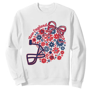 New England Game Day Sports Fan Sweatshirt Floral Football Helmet With Bow