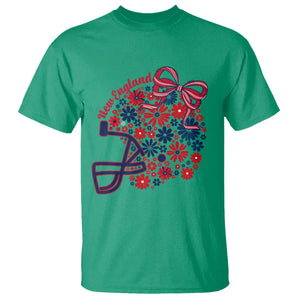 New England Game Day Sports Fan T Shirt Floral Football Helmet With Bow