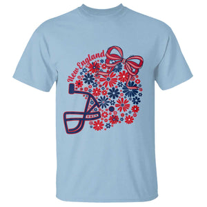 New England Game Day Sports Fan T Shirt Floral Football Helmet With Bow