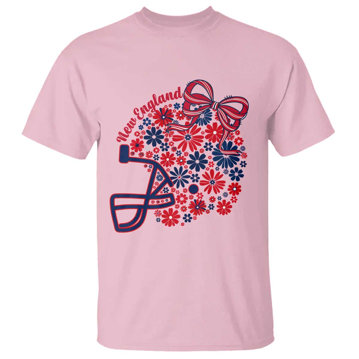 New England Game Day Sports Fan T Shirt Floral Football Helmet With Bow