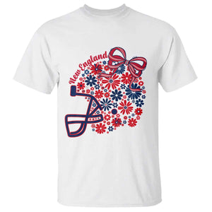 New England Game Day Sports Fan T Shirt Floral Football Helmet With Bow
