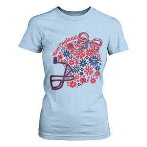 New England Game Day Sports Fan T Shirt For Women Floral Football Helmet With Bow