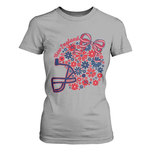 New England Game Day Sports Fan T Shirt For Women Floral Football Helmet With Bow