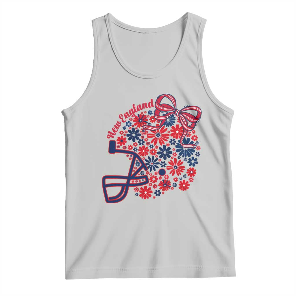 New England Game Day Sports Fan Tank Top Floral Football Helmet With Bow