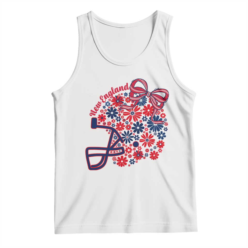 New England Game Day Sports Fan Tank Top Floral Football Helmet With Bow TS12 White Print Your Wear