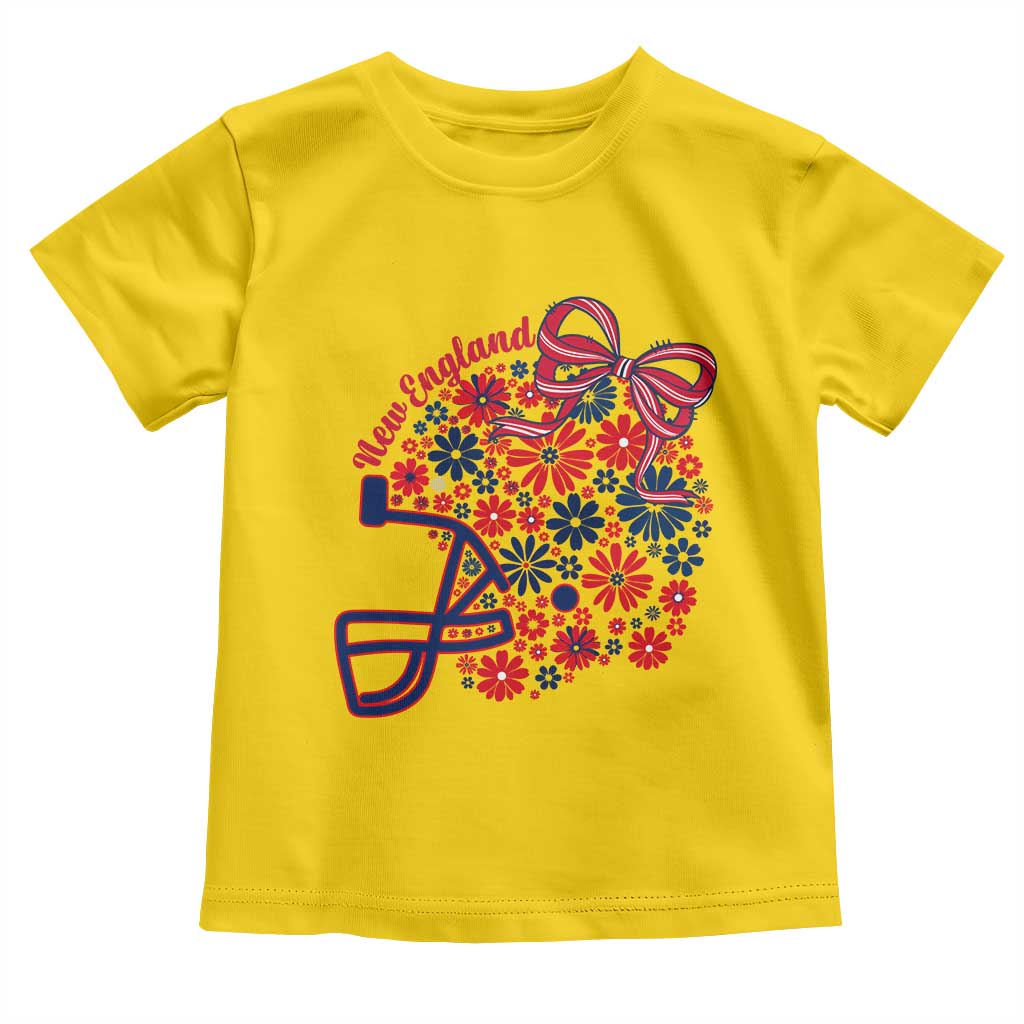 New England Game Day Sports Fan Toddler T Shirt Floral Football Helmet With Bow