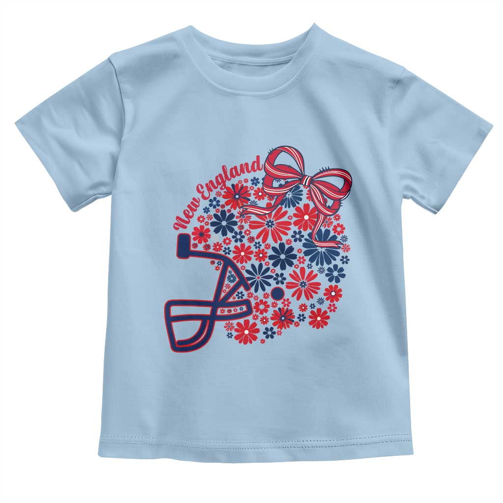 New England Game Day Sports Fan Toddler T Shirt Floral Football Helmet With Bow