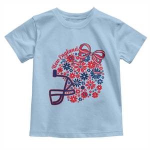 New England Game Day Sports Fan Toddler T Shirt Floral Football Helmet With Bow
