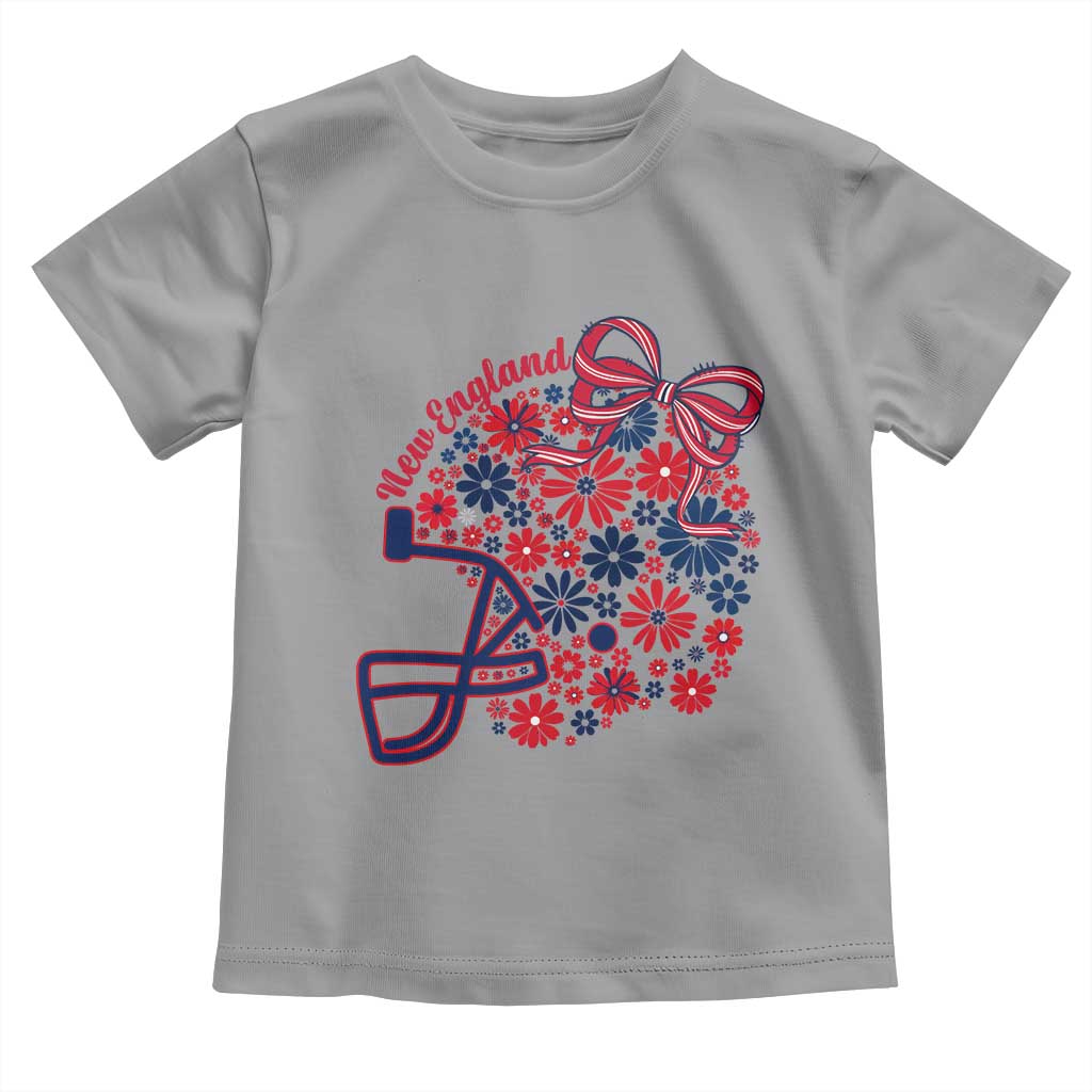 New England Game Day Sports Fan Toddler T Shirt Floral Football Helmet With Bow