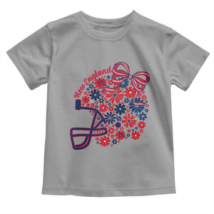 New England Game Day Sports Fan Toddler T Shirt Floral Football Helmet With Bow
