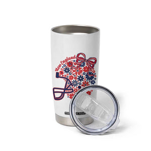 New England Game Day Sports Fan Tumbler Cup Floral Football Helmet With Bow