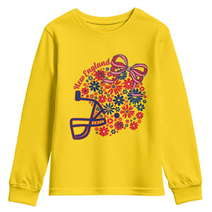 New England Game Day Sports Fan Youth Sweatshirt Floral Football Helmet With Bow