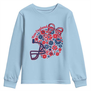 New England Game Day Sports Fan Youth Sweatshirt Floral Football Helmet With Bow