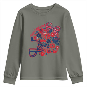 New England Game Day Sports Fan Youth Sweatshirt Floral Football Helmet With Bow