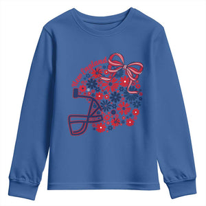 New England Game Day Sports Fan Youth Sweatshirt Floral Football Helmet With Bow