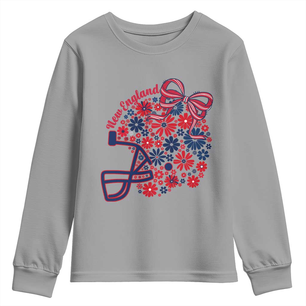 New England Game Day Sports Fan Youth Sweatshirt Floral Football Helmet With Bow