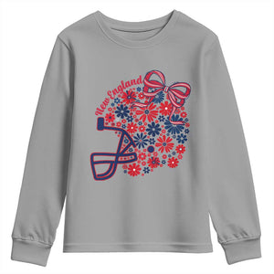 New England Game Day Sports Fan Youth Sweatshirt Floral Football Helmet With Bow