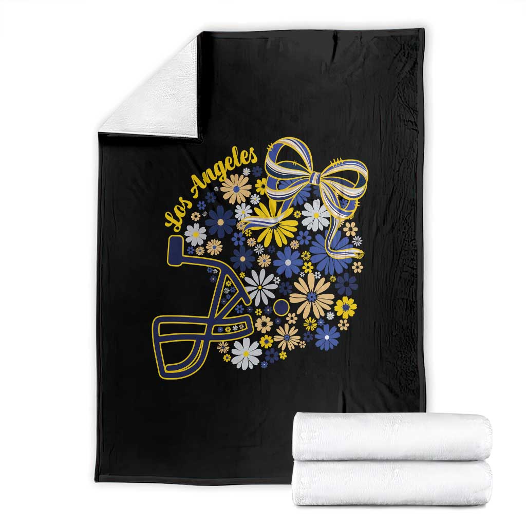 Los Angeles Game Day Sports Fan Throw Blanket Floral Football Helmet With Bow TS12 Black Print Your Wear