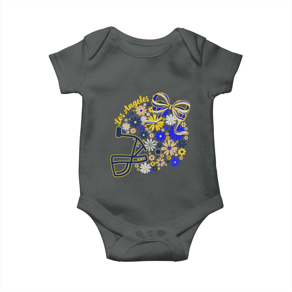 Los Angeles Game Day Sports Fan Baby Onesie Floral Football Helmet With Bow
