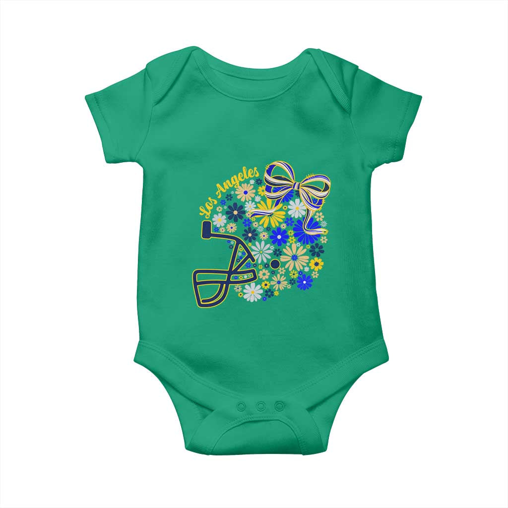 Los Angeles Game Day Sports Fan Baby Onesie Floral Football Helmet With Bow