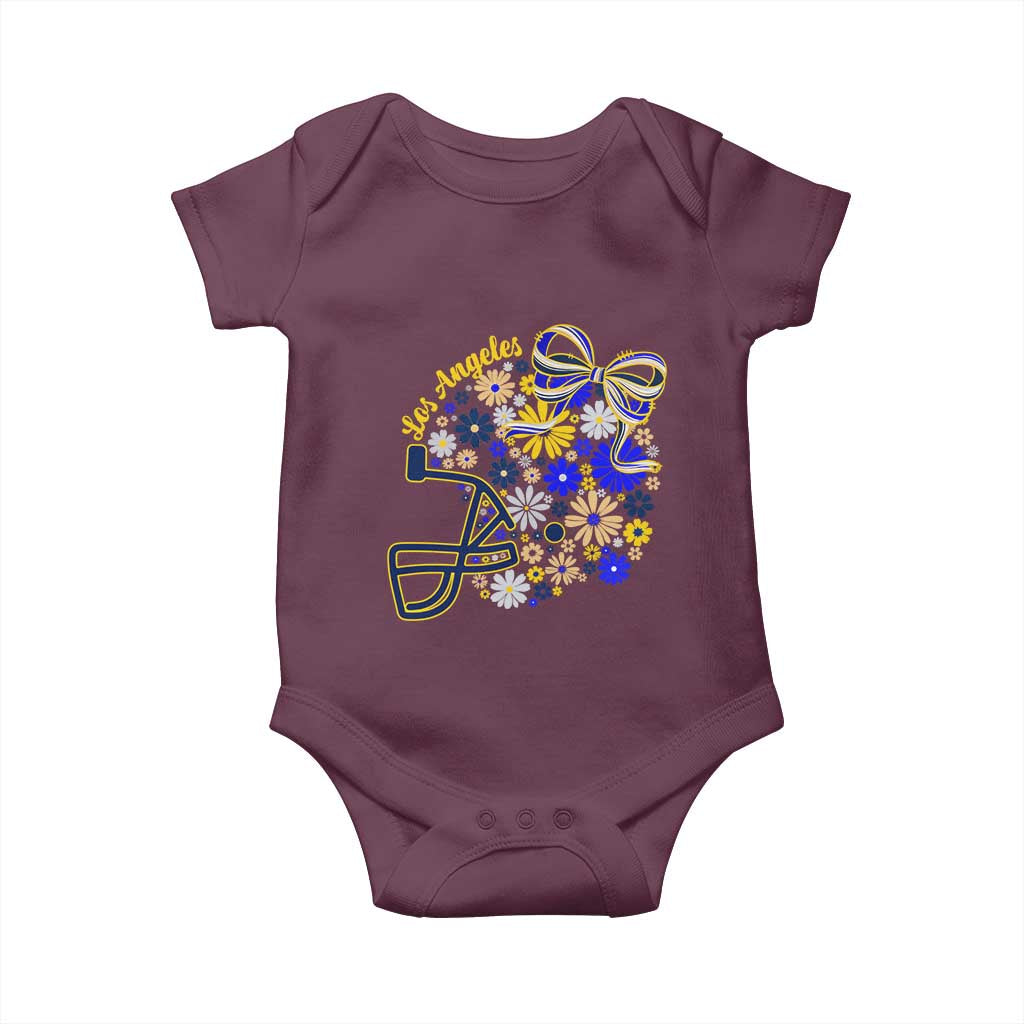 Los Angeles Game Day Sports Fan Baby Onesie Floral Football Helmet With Bow