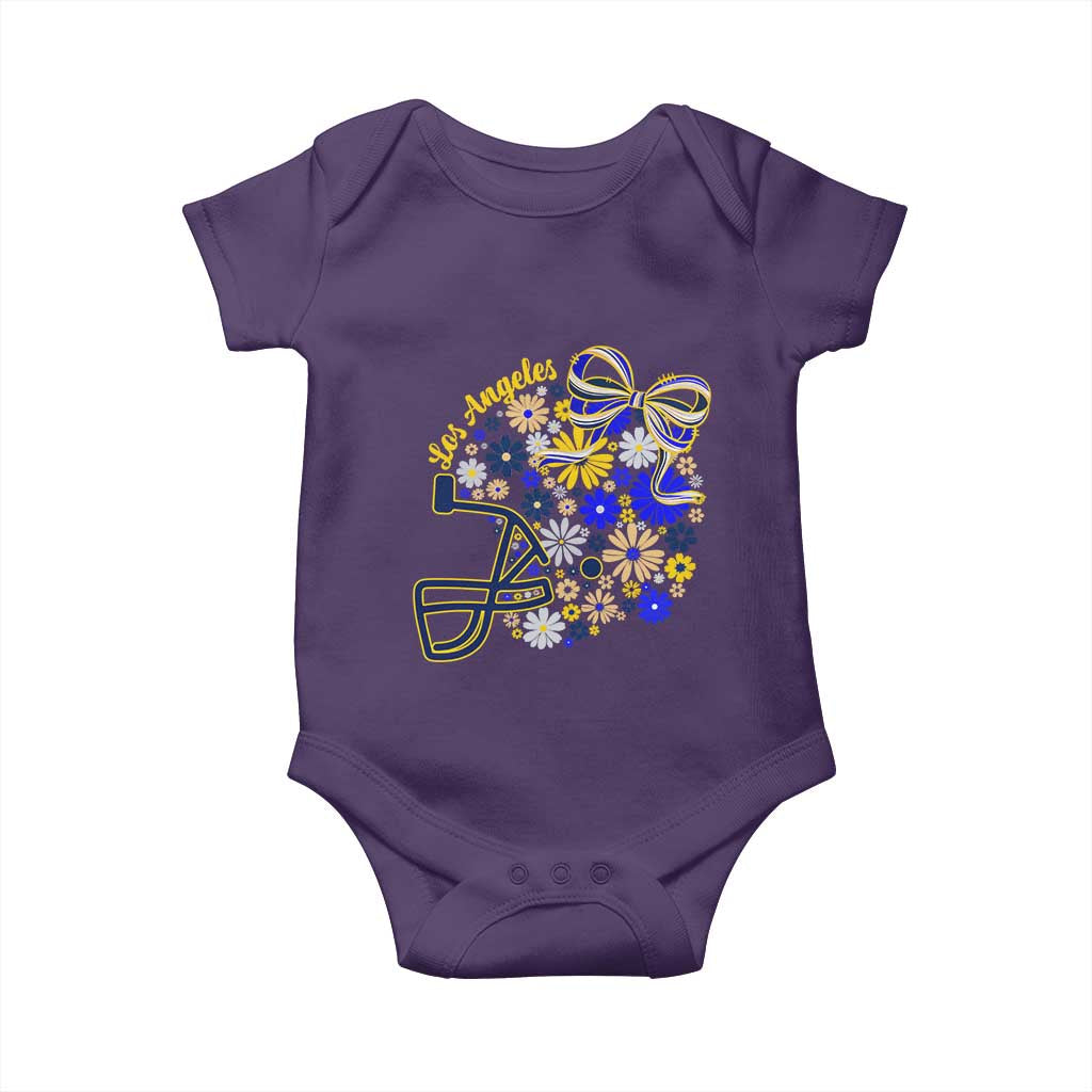 Los Angeles Game Day Sports Fan Baby Onesie Floral Football Helmet With Bow