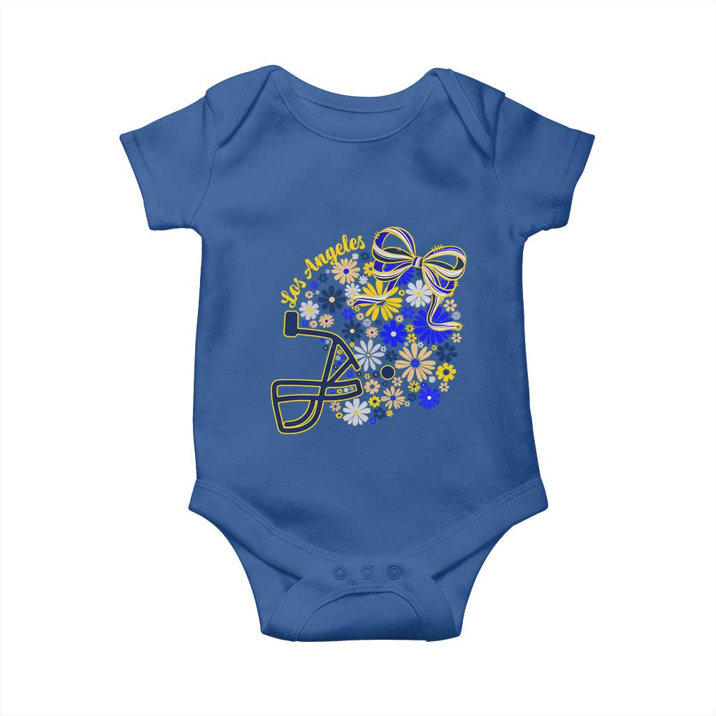 Los Angeles Game Day Sports Fan Baby Onesie Floral Football Helmet With Bow TS12 Royal Blue Print Your Wear
