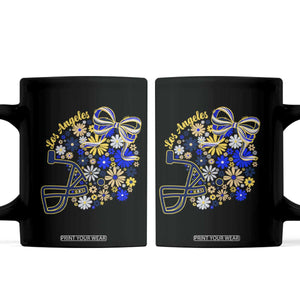 Los Angeles Game Day Sports Fan Coffee Mug Floral Football Helmet With Bow