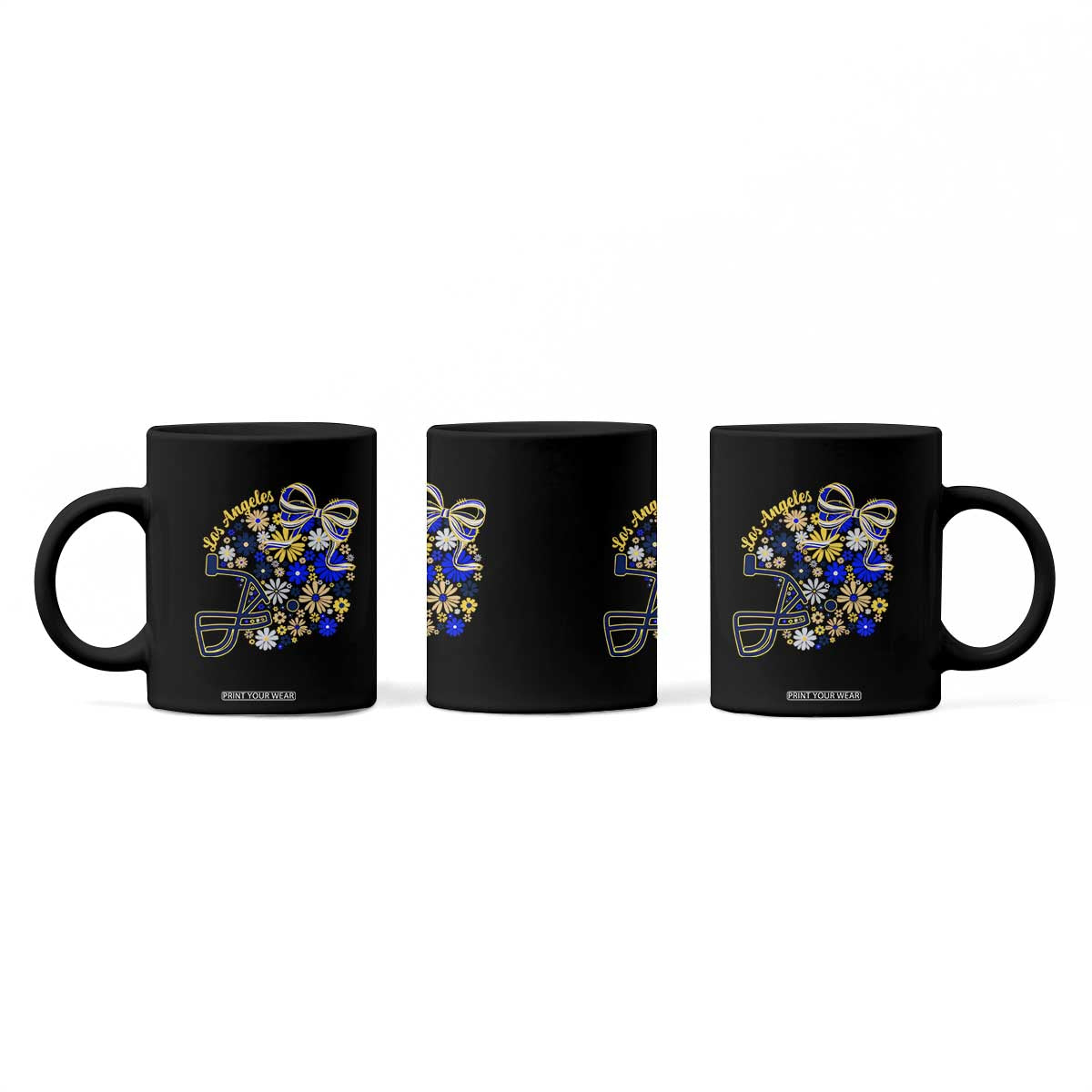 Los Angeles Game Day Sports Fan Coffee Mug Floral Football Helmet With Bow