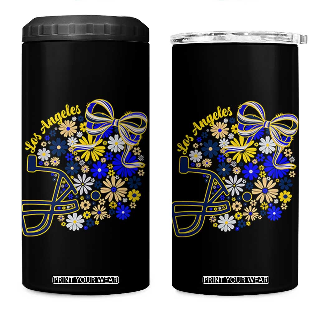 Los Angeles Game Day Sports Fan 4 in 1 Can Cooler Tumbler Floral Football Helmet With Bow TS12 One Size: 16 oz Black Print Your Wear