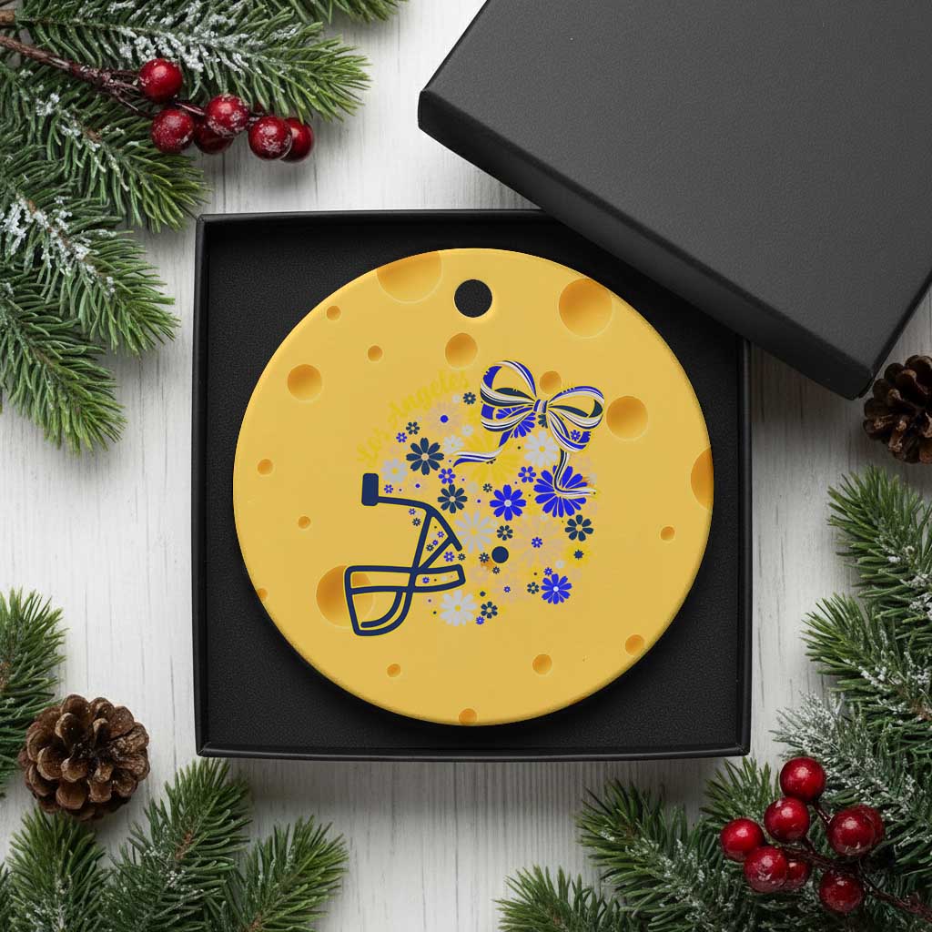 Los Angeles Game Day Sports Fan Ceramic Ornament Floral Football Helmet With Bow